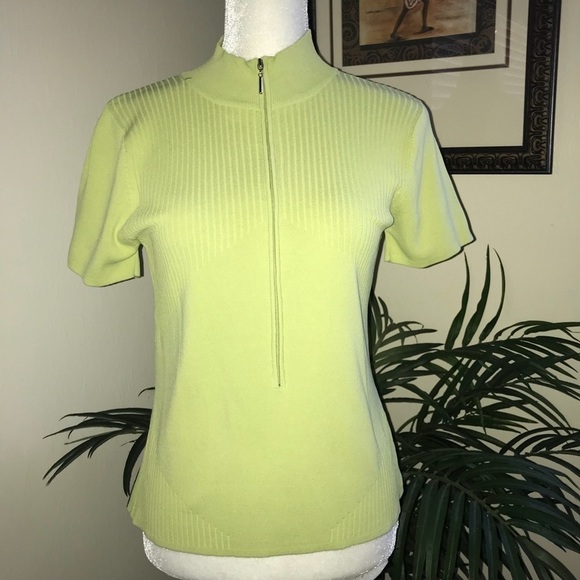 2/$20 Carducci StretchKnit Short Sleeve Zipper Front Top - Picture 3 of 7